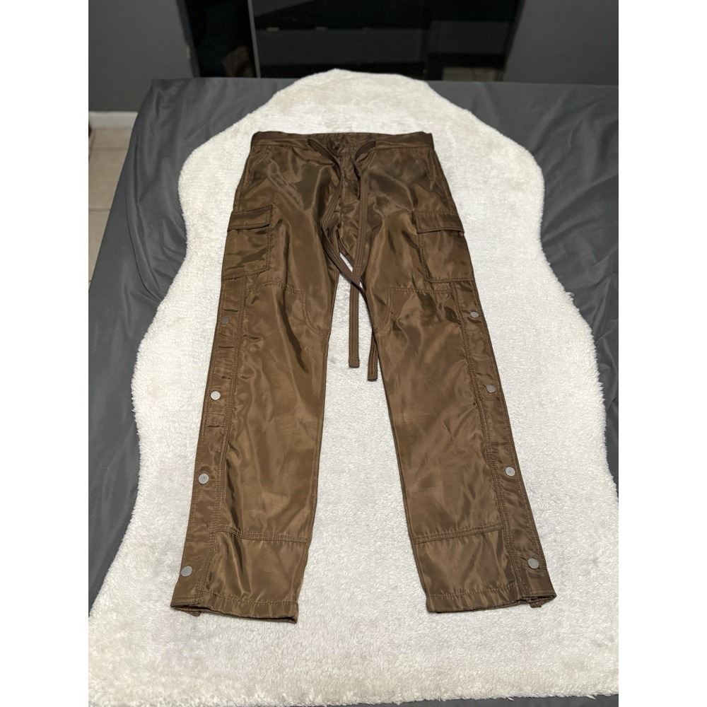 Mnml Snap Zipper II‎ Cargo Pants Mens 33x32 Brown Nylon Straight Flat Front